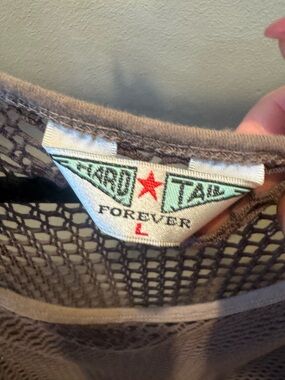 Hard Tail Brown Mesh Long Sleeve Top